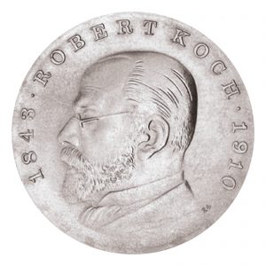 DDR 5 Mark 1968 125. Geburtstag von Robert Koch, Neusilber (CuZnNi), 12,2g, Ø 29mm, Prägestätte A (Berlin), Auflage: 100.226, Jaeger-Nr. 1522