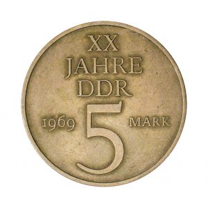 Wertseite der Münze DDR 5 Mark 1969 20 Jahre DDR