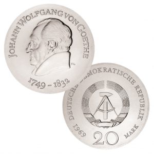 Münze 20 Mark 1969 DDR, Johann Wolfgang von Goethe