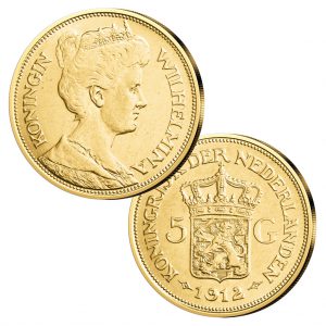 Münzen 5 Euro mit dem Symbol der späteren Königin der Niederlande "Wilhelmina"