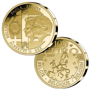Goldmünze 100 Euro Belgien 2009 - 50. Hochzeitstag König Albert II. und Königin Paola