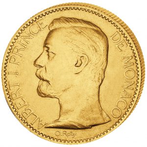 Goldmünze 100 Francs 1891-1904 Monaco Albert I.