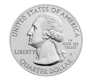Wertseite der Silbermünze 5 Unzen aus den USA 2016 - Harpers Ferry National Park