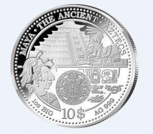 Cook Islands 10 Dollars Hochkulturen – Azteken – Maya“, 999er Silber, 1 Unze, Ø 65mm, PP, Auflage 3.000