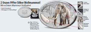 Silbermünze 2 Unzen 2013 Wollmammut