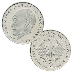 Münze 2 Mark Deutschland 1969-1987 Adenauer