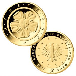 BRD 50 Euro-Goldmünze 2017 "Lutherrose", Copyright: BADV