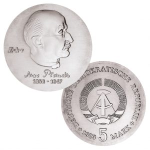 DDR 5 Mark 1983 125. Geburtstag Max Planck, Neusilber (CuZnNi), 12,2g, Ø 29mm, Prägestätte A (Berlin), Auflage: 55.800 (PP: 4.380), Jaeger-Nr. 1594