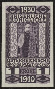 Seltene Kaiserreich-Rarität: Österreich Mi.Nr. 174 U (in gezähnter Variante am 18. August 1910 zum 80. Geburtstag des Kaisers erschienen)