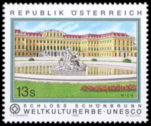 Österreich Mi.Nr. 2277 „Schloss Schönbrunn“ – Geburtsort und Sterbeort Kaiser Franz Josephs I. (erschienen am 16. April 1999) 