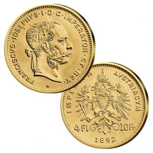 Handelsgoldmünze 4 Florin/Gulden 1892 Österreich