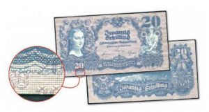 Die 20 Schilling Interimsbanknote von 1945 (Entwurf W. Dachauer)