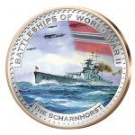 Gibraltar 2 Pence mit farbigem Kaltemaille-Motiv "Scharnhorst"