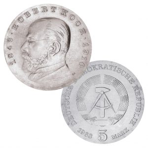 Münze 5 Mark 1968 Deutsche demokratische Republik 125. Geburtstag von Robert Koch
