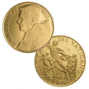 Vatikan 50 Euro 2009 „Meisterwerke der Bildhauerkunst – Laokoon“, 917er Gold, 15g, Ø 28mm, im Etui mit Echtheitszertifikat, PP, Auflage: 2.930