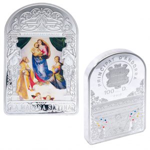Andorra 100 Diners „Sixtinische Madonna“, 999er Silber, 1 Kilogramm, Ø 112x75mm