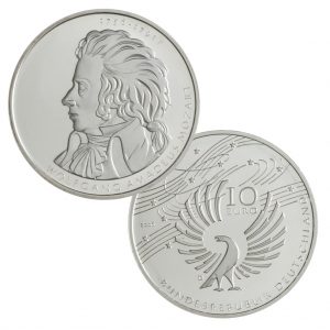 BRD 10 Euro 2006 250. Geburtstag Wolfgang Amadeus Mozart, 925er Silber, 18g, Ø 32,5mm, Prägestätte D (München), st Auflage: 1.600.000, PP Auflage: 300.000, Jaeger-Nr. 518