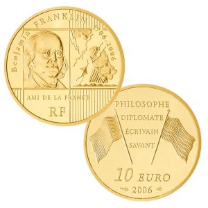 Frankreich 10 Euro 2006 Benjamin Franklin, 920er Gold, 8,45g, Ø 22mm, PP, Auflage: 1.000