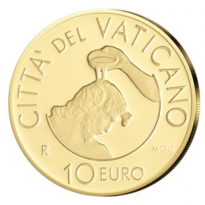 Vatikan 10 Euro 2014 „Die Taufe“, 917er Gold, 3 Gramm, 13,85mm, im Etui mit Echtheitszertifikat, Auflage: 4.000