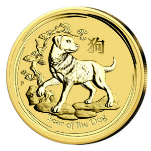 Goldmünze 15 Dollars 2018 Australien Jahr des Hundes