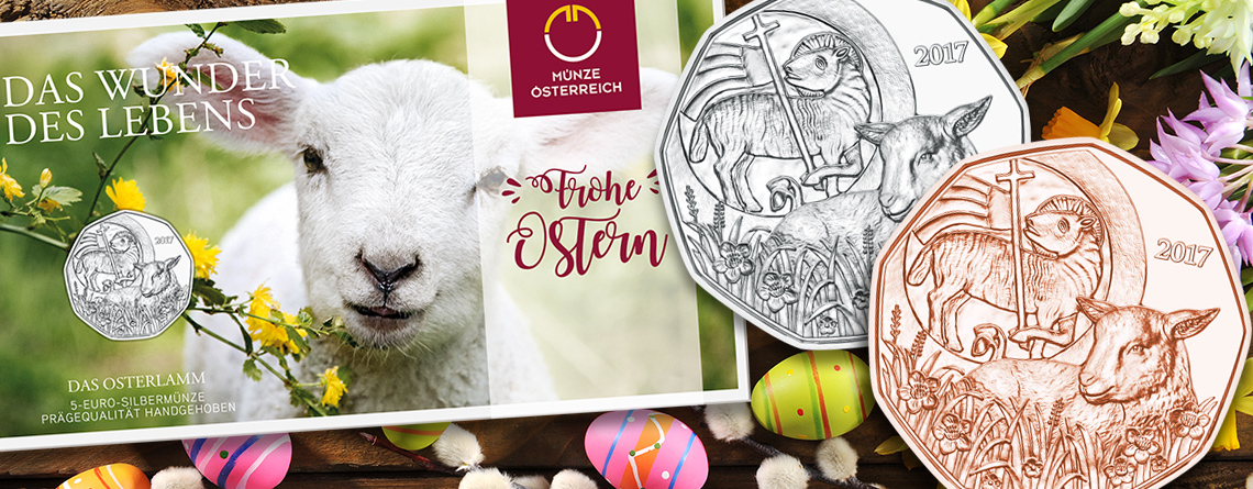 Das Osterlamm – Österreich 5 Euro 2017 in Silber und Kupfer. Neue Münz-Bestseller mit christlicher Symbolik