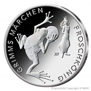 BRD 20 Euro 2018 „Grimms Märchen – der Froschkönig“, 925er Silber 18g, Ø 32,5mm. Bild © BADV