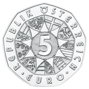 Wertseite der Silbermünze 5 Euro 2017 Österreich - Das Osterlamm