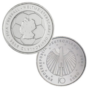 Münze 10 Euro Deutschland 2003 zur Fußballweltmeisterschaft 2006 in Deutschland