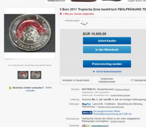 Fehlprägung der BRD 5 Euro 2017 Tropische Zone