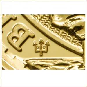 Rand der Goldmünze 1 Unze Grossbritanien Privy Mark zum 30jährigen Jubiläum Britania