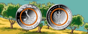 BRD 5 Euro Münze 2018 – Orangefarbener Polymerring – Subtropische Zone – Serie „Klimazonen“