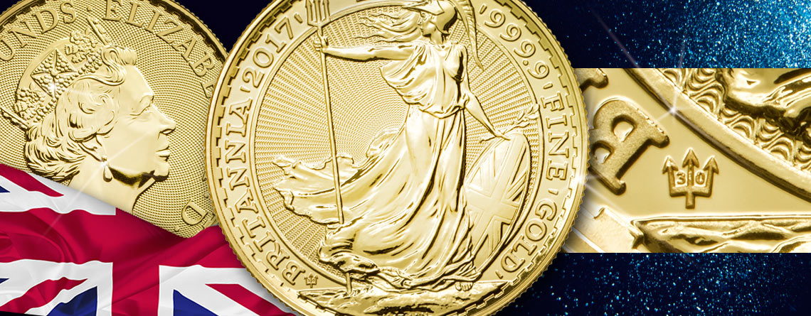 30 Jahre Britannia Goldmünze – Jubiläumsjahrgang mit Dreizack Privy Mark