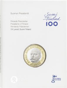 Verpackung_Presidents of Finland – K.J. Stählberg, proof. Münzen zum Jubiläum der Unabhängigkeit