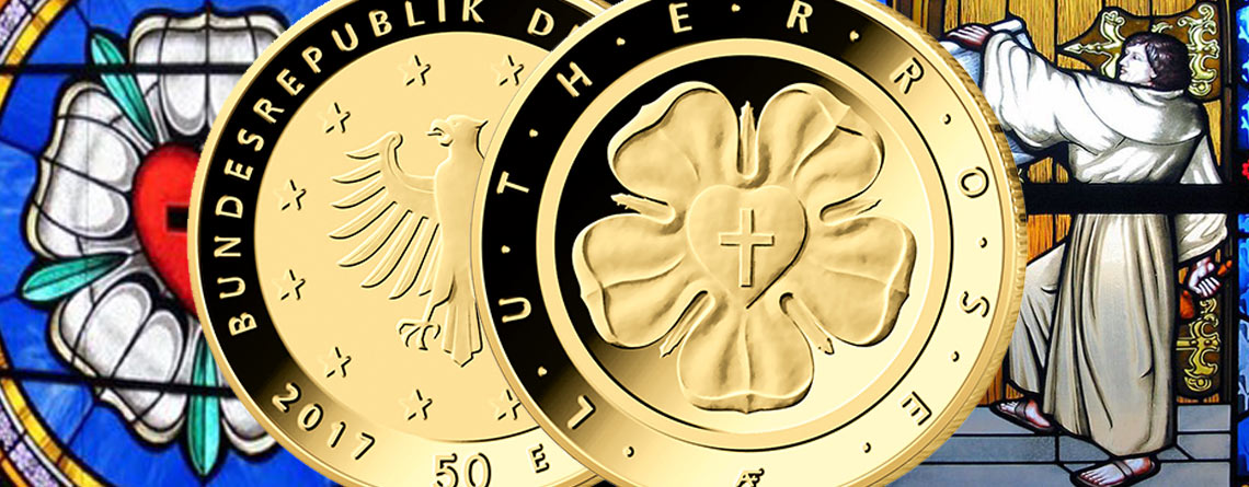 Heute offizieller Ausgabetag: BRD 50 Euro-Goldmünze 2017 "Lutherrose"