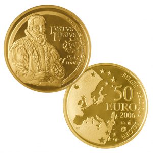 Belgien 50 Euro 2006 „400. Todestag Lipsius“, Europastern-Serie, 999er Gold, 6,23g, Ø 21mm, PP, Auflage: 2.500