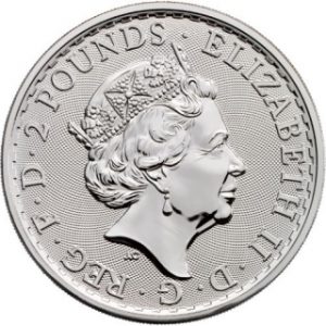 Queenseite der Münze Britannia 1 Unze Silber 2017 mit Jubiläums Privy 