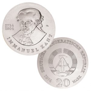 DDR 20 Mark 1974 250. Geburtstag Immanuel Kant. , 625er Silber, 20.9g, Ø 33mm, Prägestätte A (Berlin), Auflage: 67.883 (PP: 4.284), Jaeger-Nr. 1549