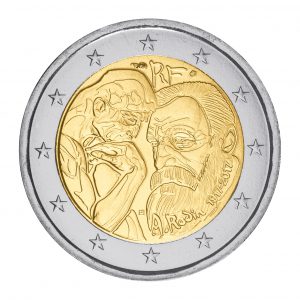 Der Denker - auf der Münze "Frankreich 2 Euro-Gedenkmünze 2017 Rodin"