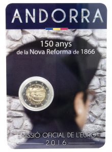 Andorra 2 Euro-Gedenkmünze 2016 150-jähriges Jubiläum der Neuen Reform von 1866