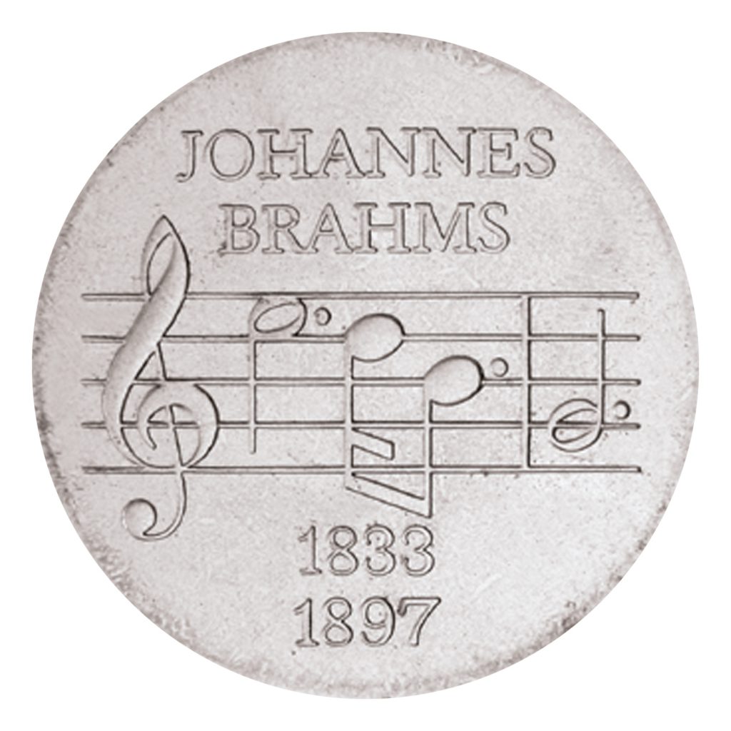 Münze 5 Mark 1972 Deutsche demokratische Republik 75. Todestag Johannes Brahms