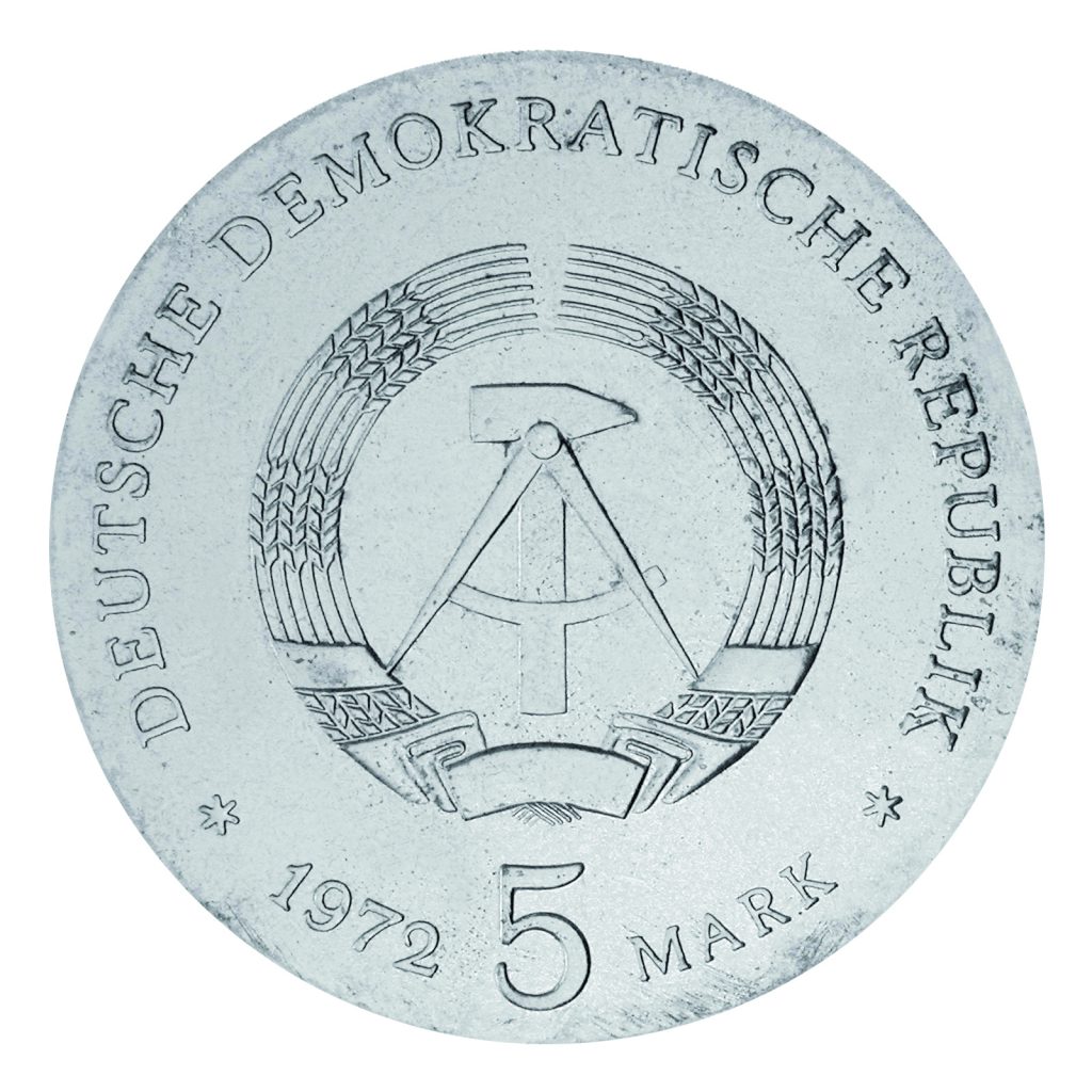 Wertseite der Münze 5 Mark 1972 Deutsche demokratische Republik 75. Todestag Johannes Brahms