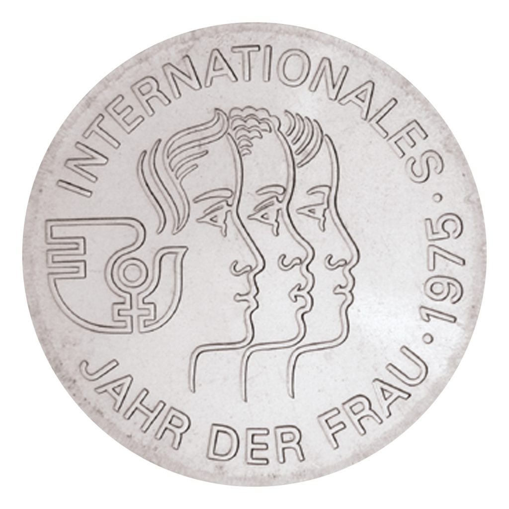 DDR 5 Mark 1975 Internationales Jahr der Frau, Neusilber (CuZnNi), 12,2g, Ø 29mm, Prägestätte A (Berlin), Auflage: 161.047, Jaeger-Nr. 1558