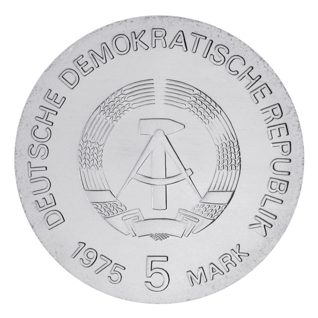 Wertseite der Münze 5 Mark Deutsche demokratische Republik 1975 Internationales Jahr der Frau