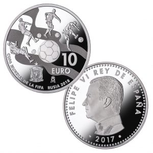 Spanien 10 Euro 2017 „WM 2018 – Russland“, 925er Silber, 27g, Ø 40mm, PP, Auflage: 50.000