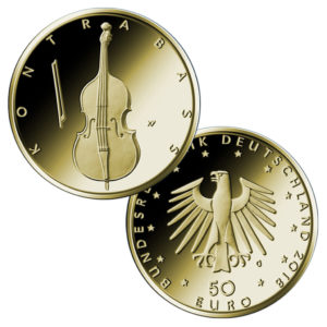 BRD 50 Euro Goldmünze 2018 Der Kontrabass, Copyright BVA, Entwurf: Erich Ott