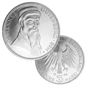 BRD 5 DM 1968 500. Todestag Johannes Gutenberg