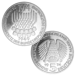 BRD 5 DM 1974 25 Jahre Grundgesetz