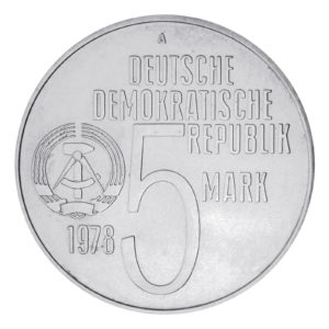 Wertseite der Münze 5 Mark Internationales Anti-Apartheid Jahr 1978 Deutsche demokratische Republik