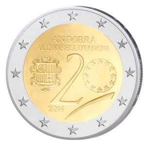 Andorra 2 Euro-Gedenkmünze 2014 – 20. Jahrestag Beitritt zum Europarat