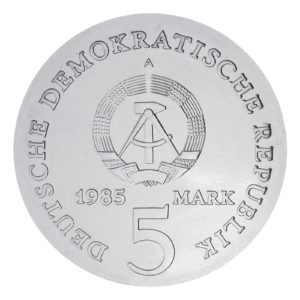 Wertseite der Münze 5 Mark 1985 Deutsche demokratische Republik 225. Todestag Caroline Neuber